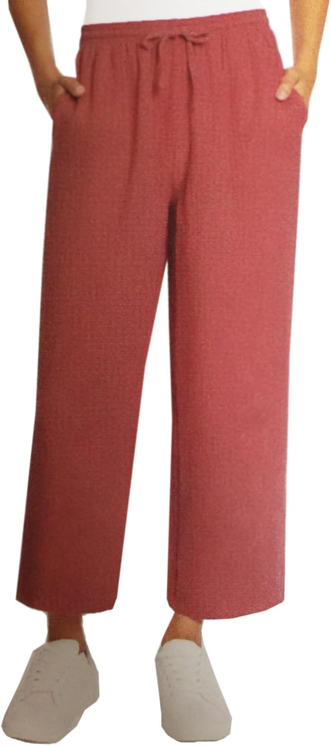 Jessica Simpson Women's Gauzy 100% Cotton Pull On Cropped Ankle Pants