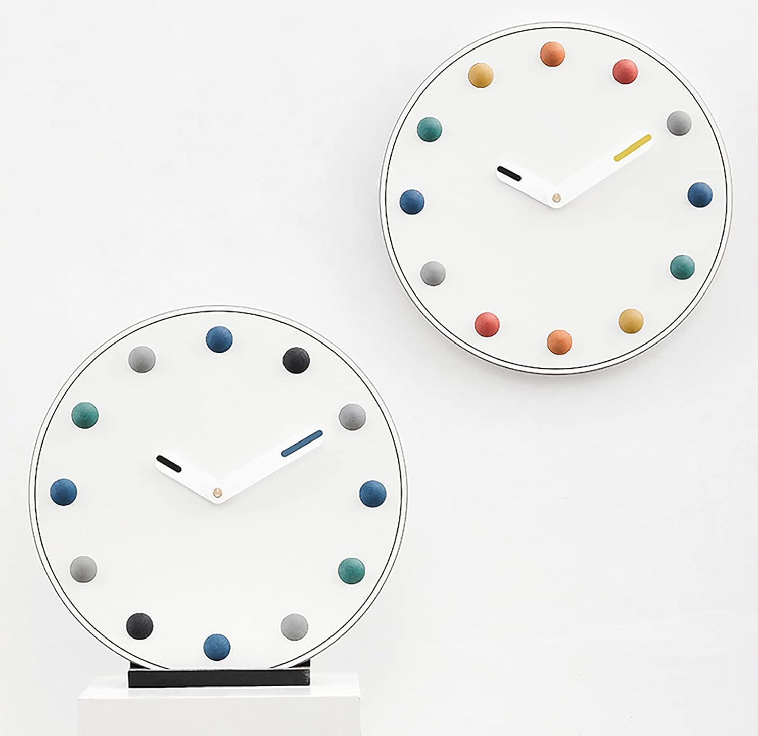 Stephanie Imports Modern Minimalist Silent Wall Clock Dot Collection (Blue-Green Medley)