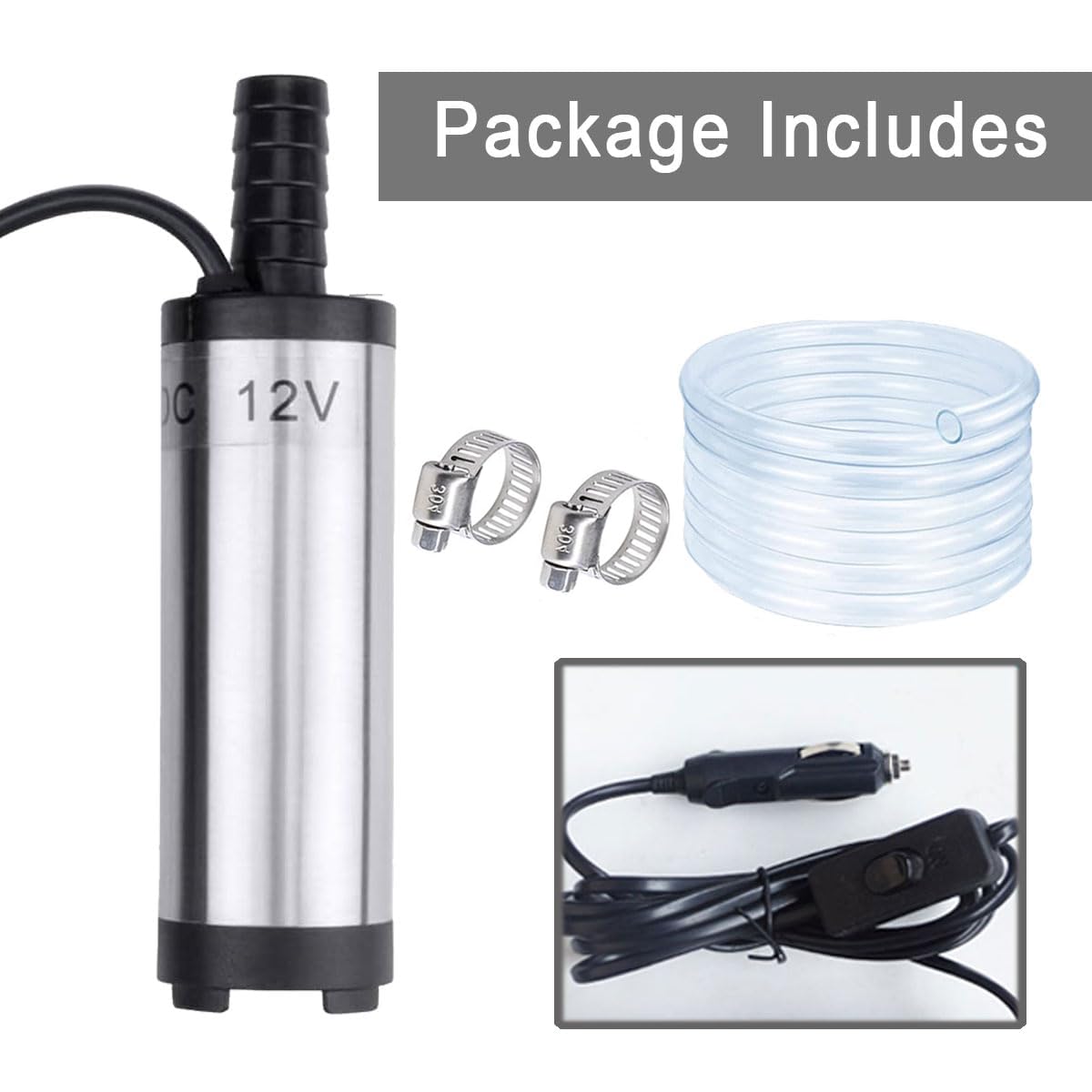 12v wasserpumpe, tauchpumpe 12v,Mini-Pumpe Wasserpumpe mit Filter Mesh und 3 Meter Schlauch für Fahrzeug Camper, LKW, Wohnwagen Wohnmobil, Marine Boot (plug-3M)