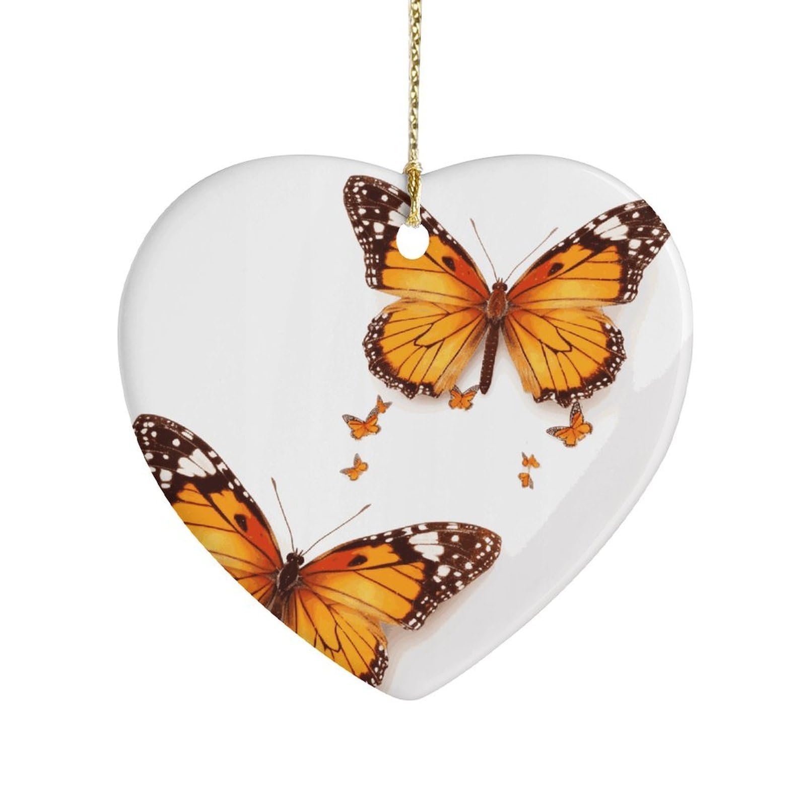 Fekiloot Style Orange Butterfly Ceramic Ornament Home Decor Keepsake
