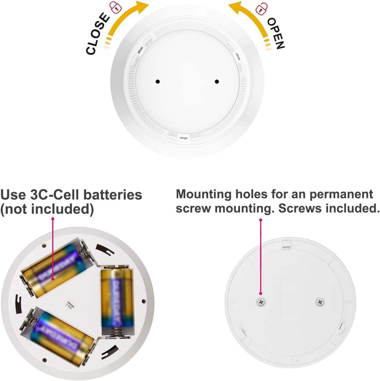 BIGLIGHT Wireless Battery Operated Motion Sensor LED Ceiling Light, Motion Light for Shower Hallway Pantry Stairway Closet Entrance Corridor Bathroom Shed, 250 Lumens, 5 Inch, Warm White
