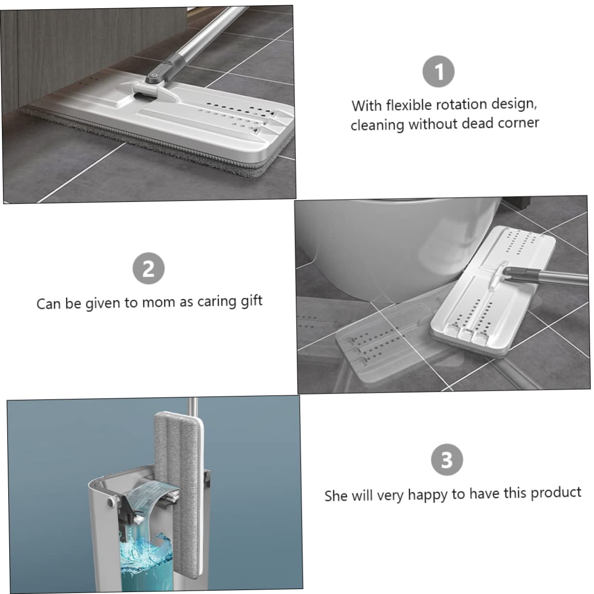 1juego Mopa De Limpieza Cubo y Paños Reemplazables Mopas De Microfibra para Hogar Trapeador y Práctico para Suelos De Azulejos y Concreto