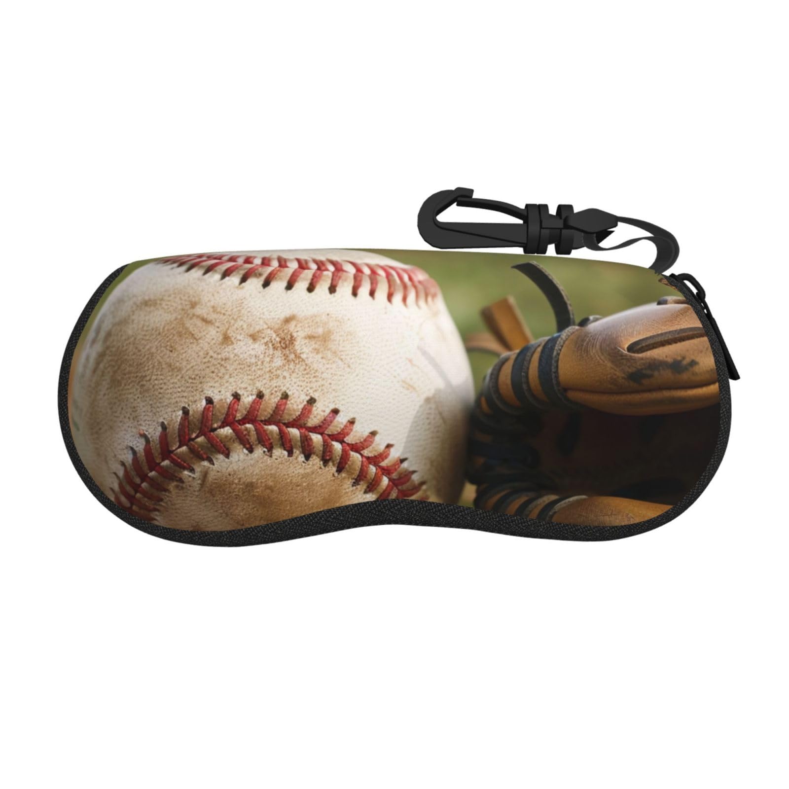 WPUTY Ultra-Light Neoprene Eyeglass Case with Keychain, Baseball Print Sunglasses Pouch Eyewear Protector for Glasses, Cosmetics & Gifts