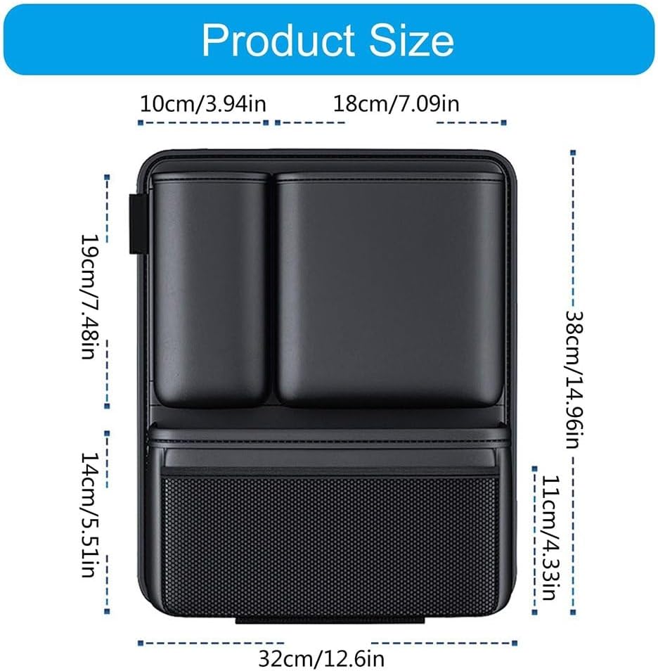 Premium PU Leather Car Trunk Organizer, Seat Back Storage Bag with Multiple Pockets, Detachable Hanging Organizer for SUV, Van and Vehicle Cargo Areas