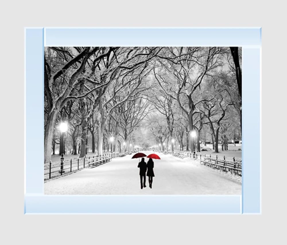 Biznest WALK THROUGH THE SNOWY PARK Picture Liquid 3D Wall Decor Glitter Wall Art Mirrored Frame Home Decoration Bedroom Living Room 55x55cm B-FG028