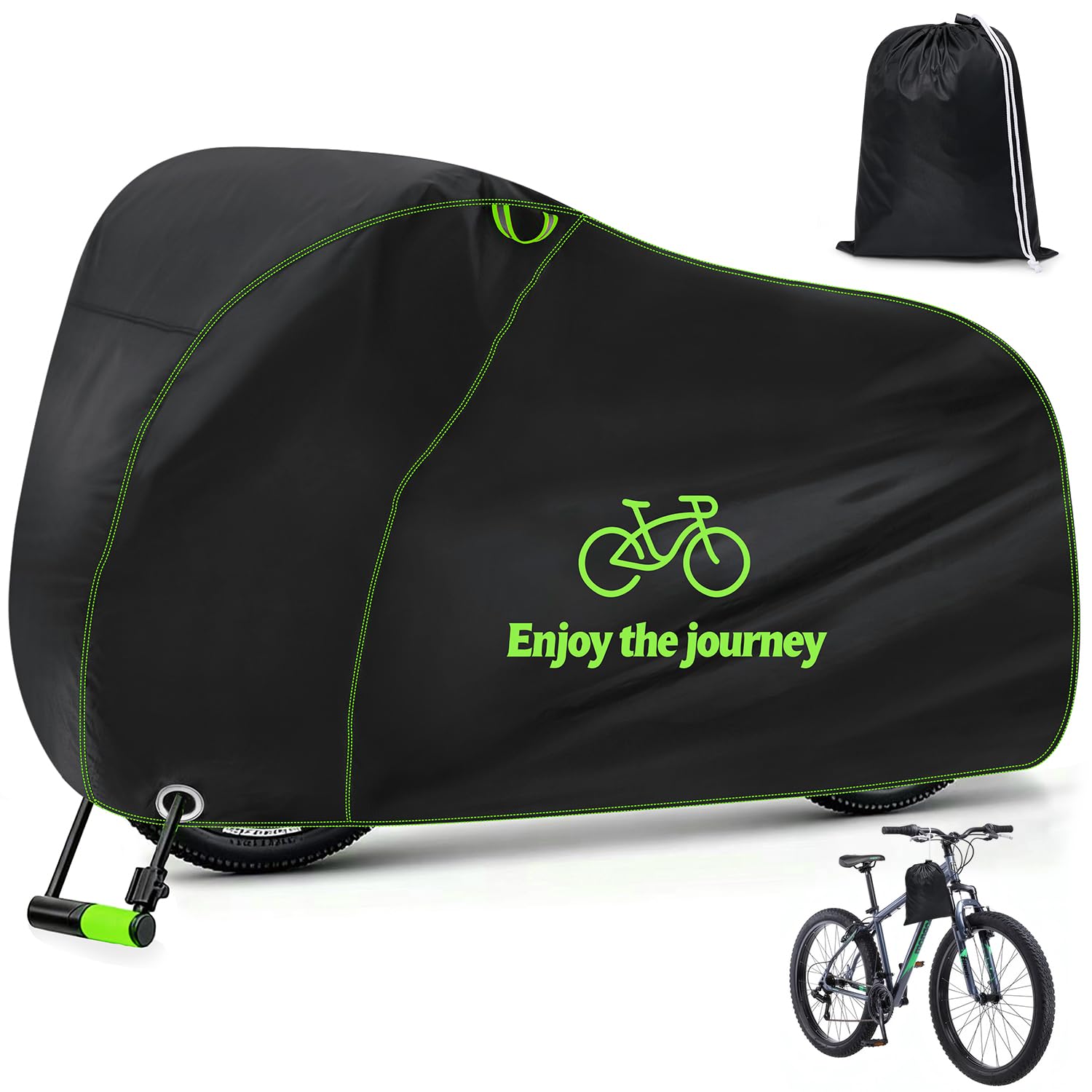 Extra Heavy Duty Waterproof Bike Cover For 2 Bikes 210T Lock Hole Straps