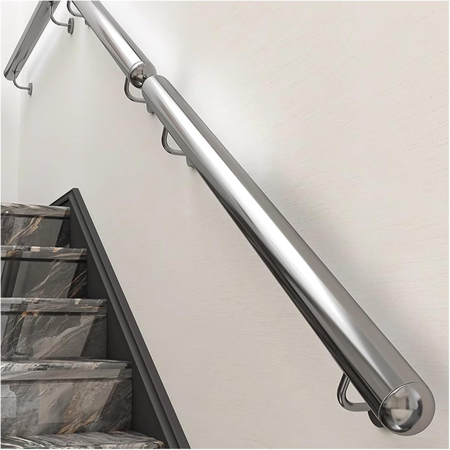 LWJSOCP Stainless Steel Handrail for Stairs in Home/Hotel/Office/Nursery Handicap Auxiliary Support Rod with 200kg Capacity Banister Rails for Safety Silver 550cm (18ft)