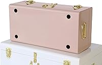 Vista 80 de Vixdonos Juego de 2 baúles decorativos de almacenamiento de caja de metal con asa (blanco con cierres de bronce)