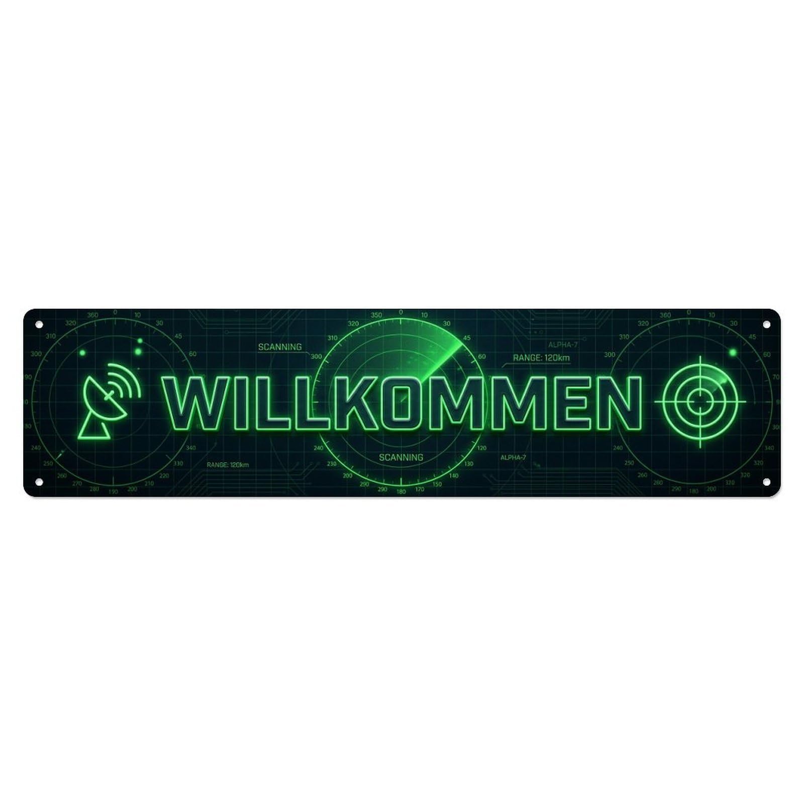 Neon Radar Screen Tech Welcome Metal Tin Sign