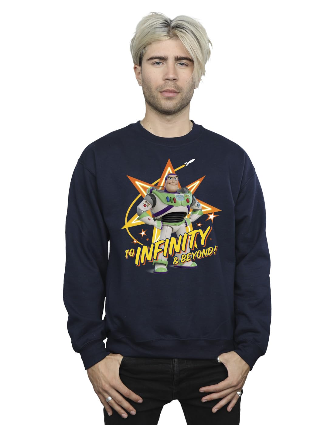 Absolute Cult Men's Navy Blue Disney Toy Story Buzz To Infinity Sweatshirt Medium