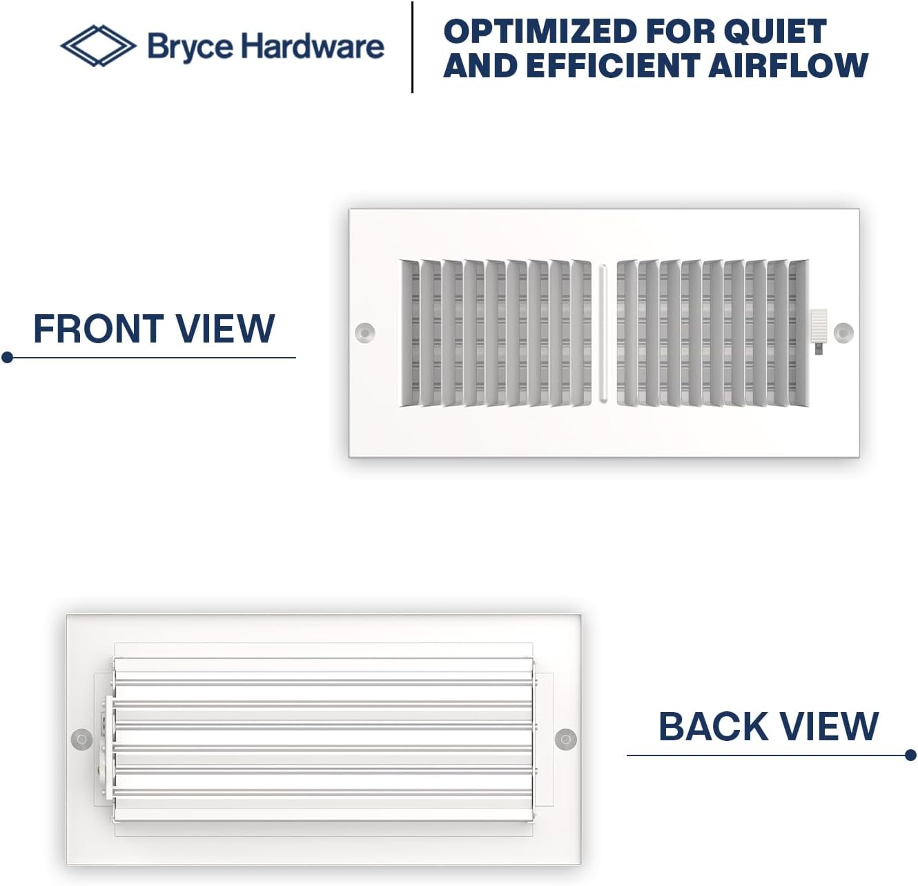 Air Supply Vent Cover for Wall or Ceiling 10 x 4 Inch (Duct Opening), Solid Steel Supply Air Grille, Outer Dimensions: 11.75"W X 5.75"H, White