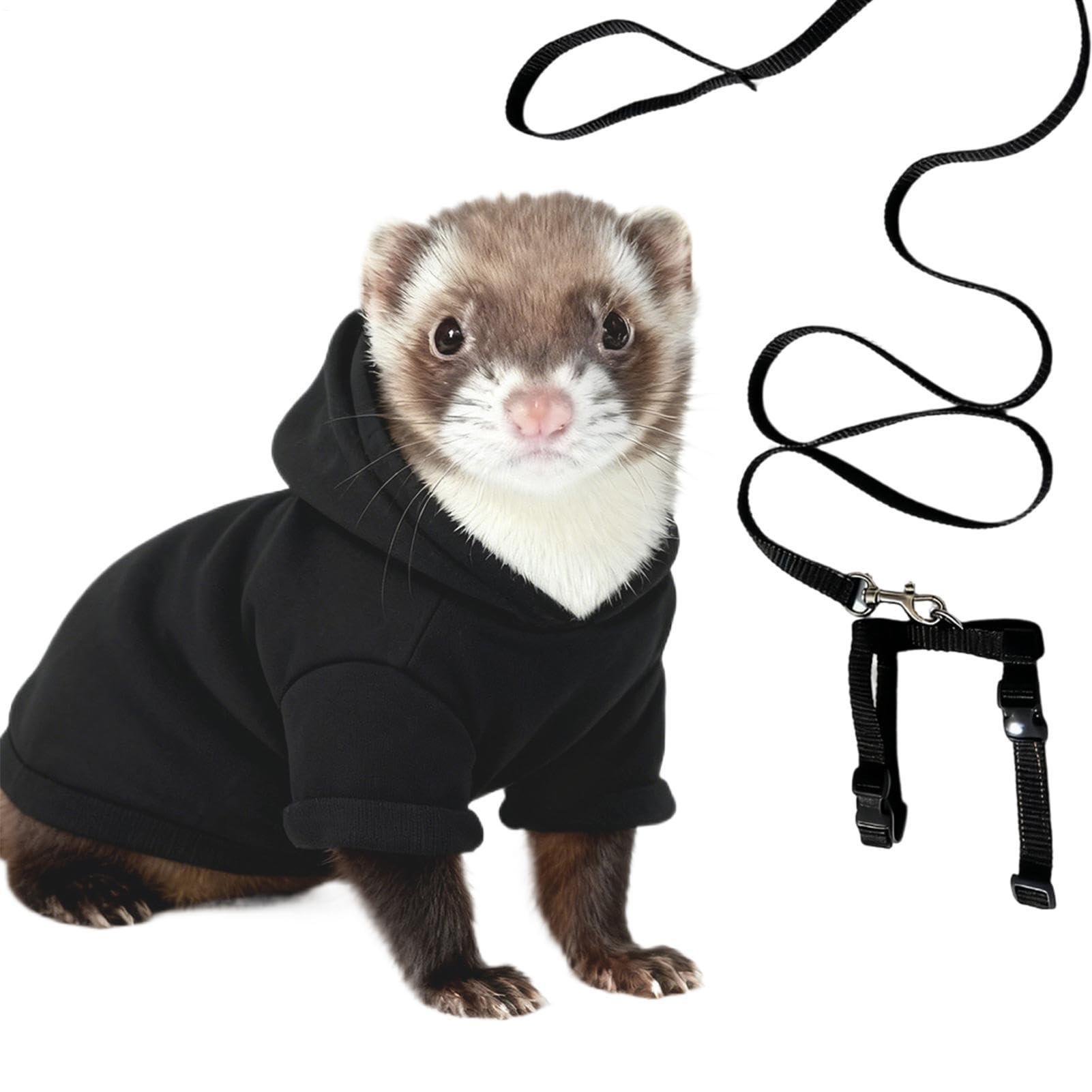Ropa para hurón con collar seguro y sudadera acolchada que evita escapes exteriores