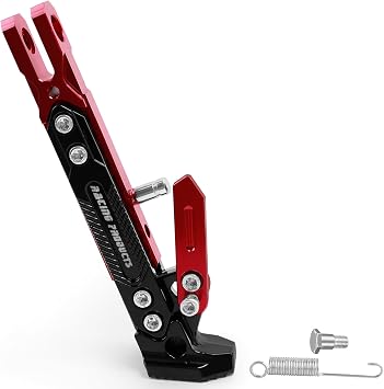 Motorcycle Kickstand Adjustable Tripod Holder Foot Side Stand Red