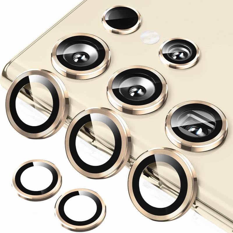 Image of Skinomi Camera Lens Protector Compatible with Samsung Galaxy S24 ultra 5G [Anti-Scratch] Premium Tempered Glass Film Aluminum Alloy Lens Ring Cover - Titanium Gold