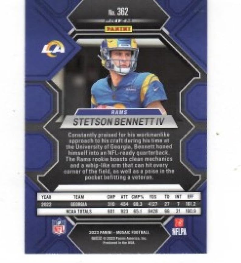 2023 Panini Mosaic Mosaic Reactive Blue #362 Stetson Bennett IV Los Angeles (RC - Rookie Card) NM-MT Football