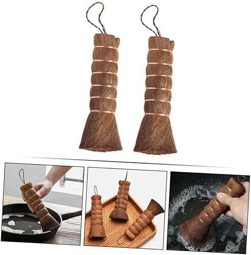 Miniatura 4 de Healeved Cepillo para bandeja de té de pelo marrón, mini cepillo para platos, batidor de té, matcha, batidor, olla, fregador, cepillo para lavar