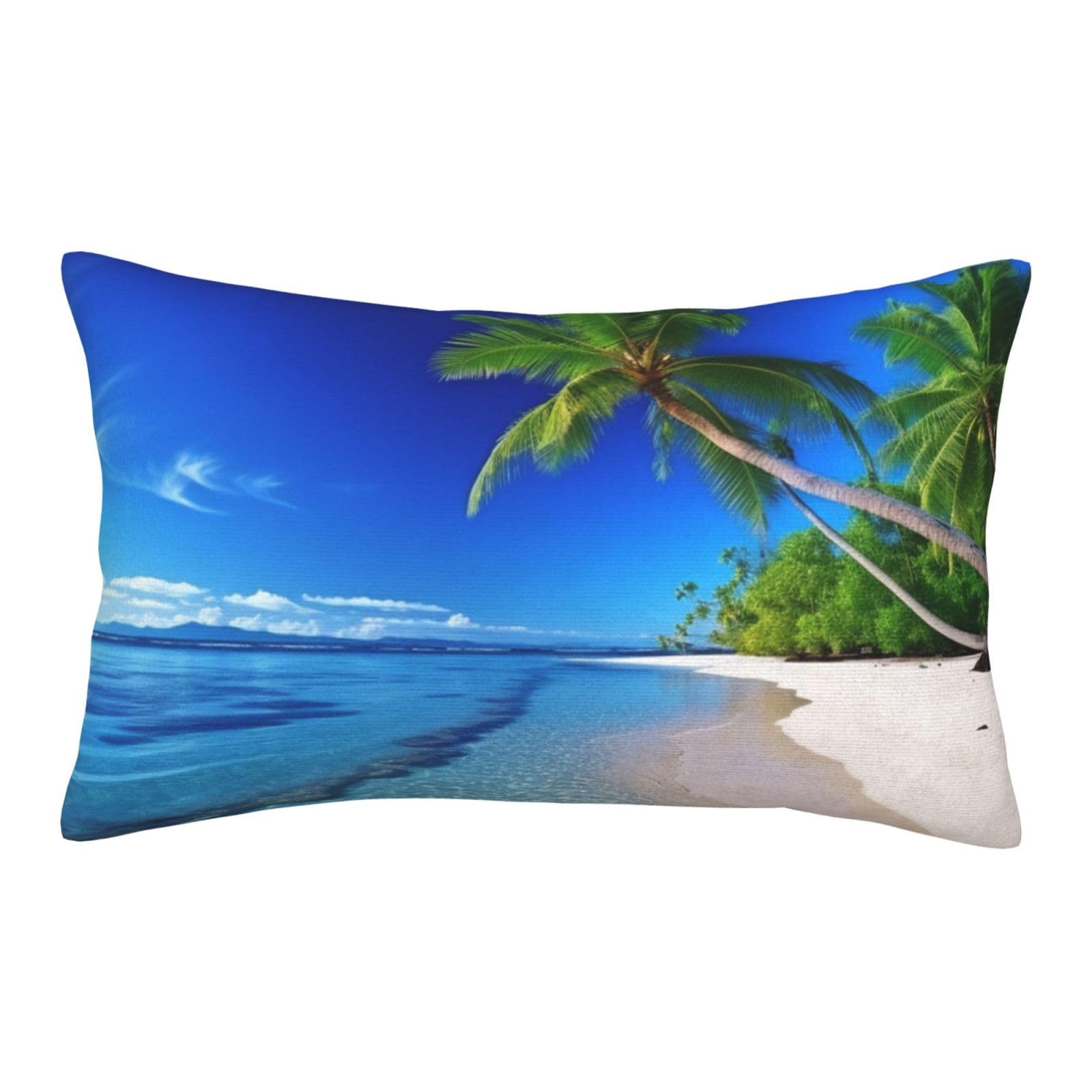 Velvet Pillowcases 16"x24" Ultra Soft Breathable Pillow Cases, Luxury Fuzzy Throw Pillow Covers with Zipper, Blue Sea Coconut Tree Pillow Shams All Seasons Decorative Cushion Cases for Couch