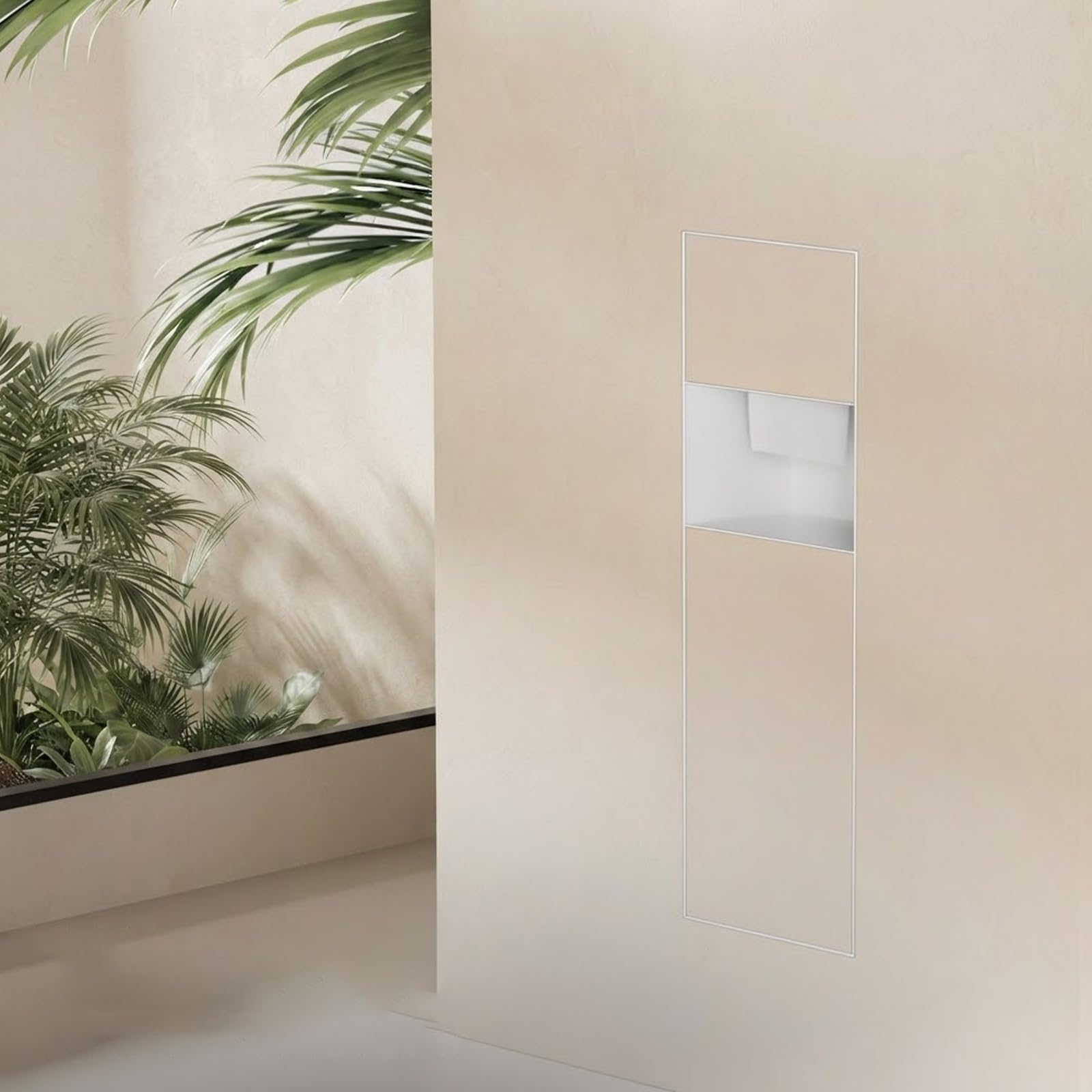 MESCXTY Recessed Wall Niche, 304 SS Toilet Paper Holder with Hidden Trash & Phone Shelf