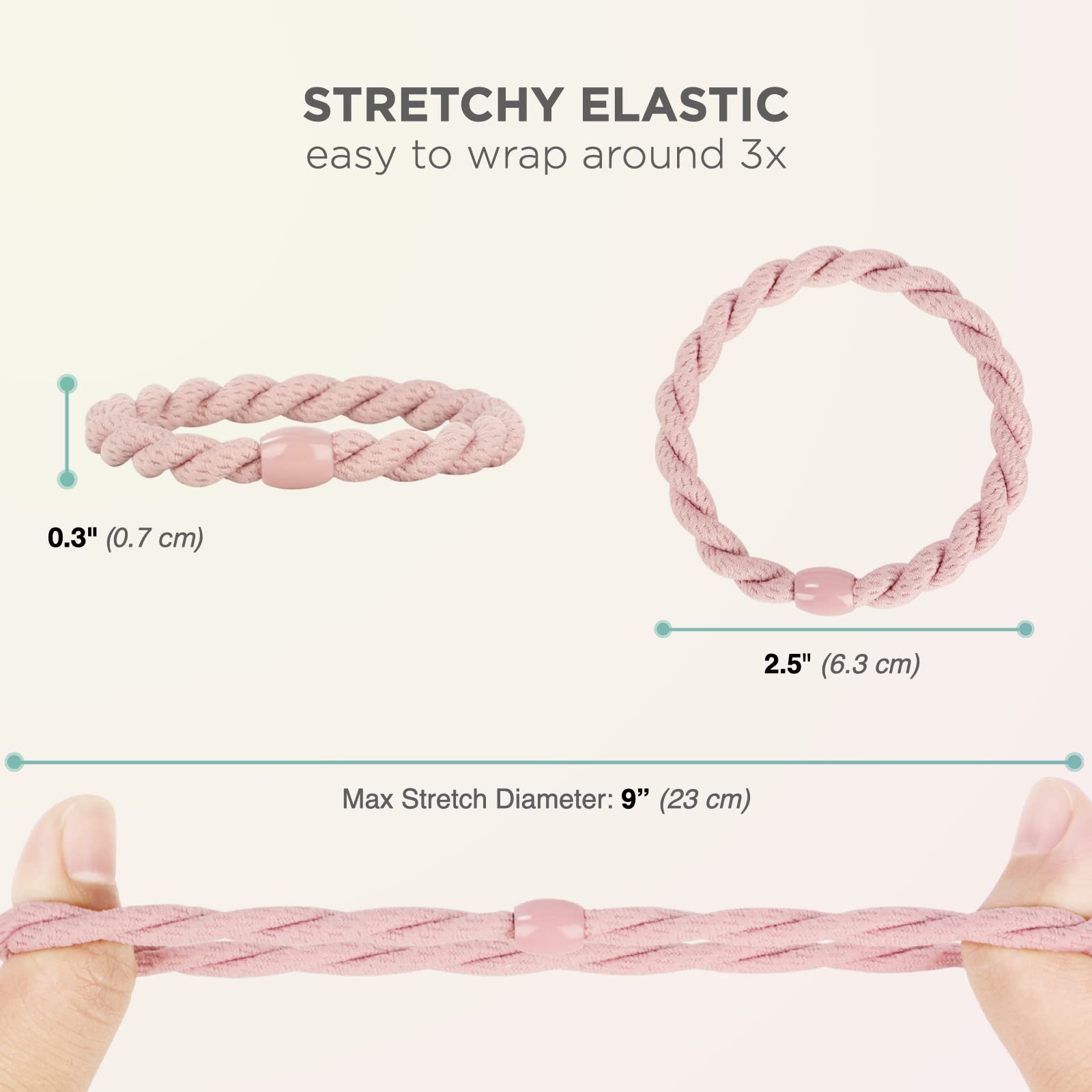 COZEASY 12 pcs Assorted Elastic Hair Ties, No-Metal Gentle Secure Hold Ponytail Holders, No Damage or Snagging Hair Bands - Image 4