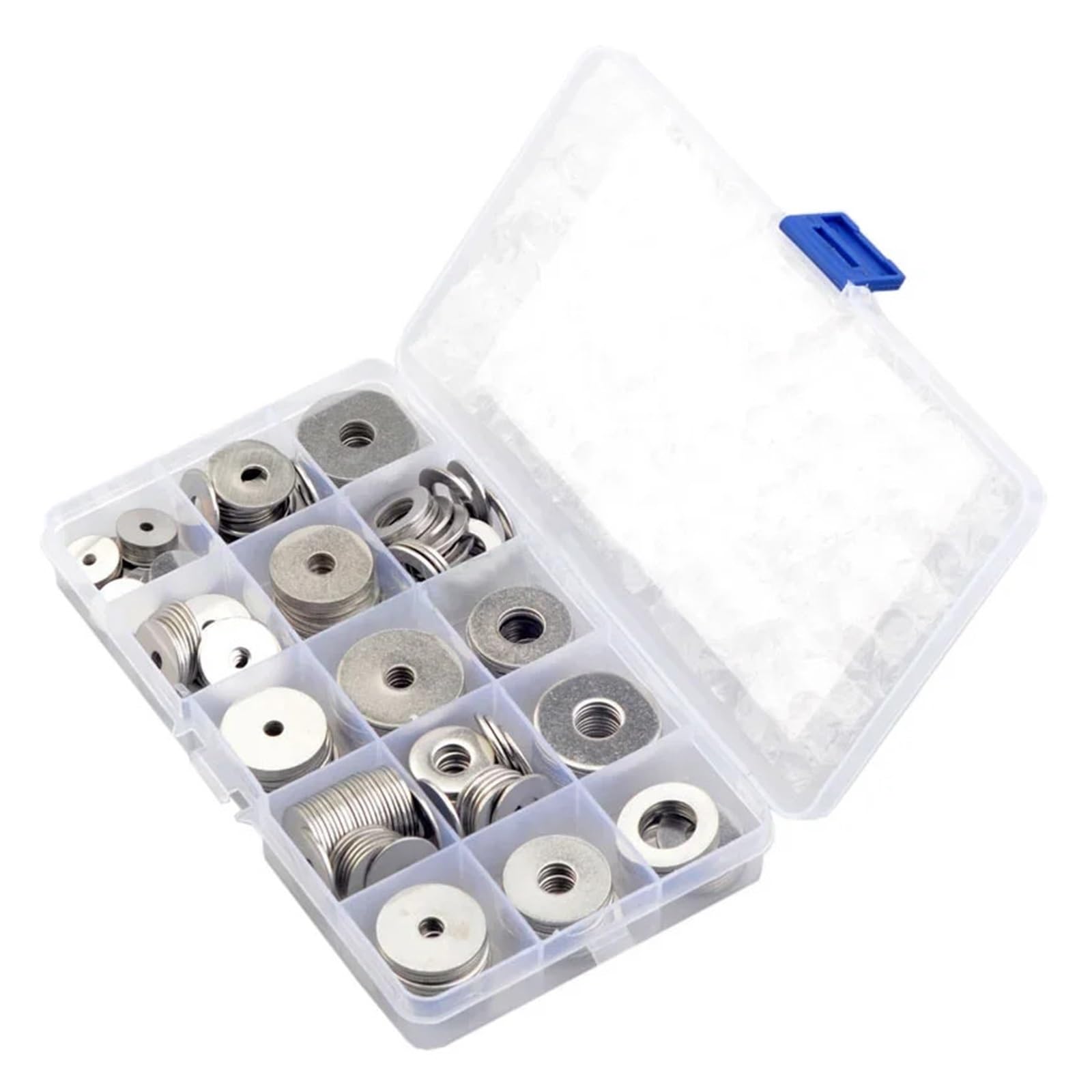 Flachscheiben-Sortimentssatz 225-teiliges Set mit großen Unterlegscheiben aus Edelstahl, große, Dichtungen, M3, M4, M5, M6, M8, M10, M12, Metallscheiben, Befestigungsset