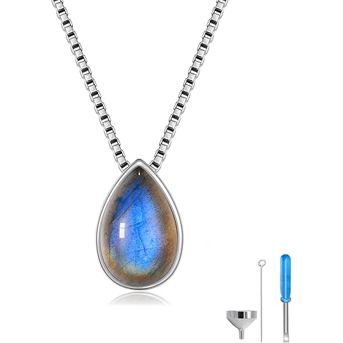 MANBU Sterling Silver Cremation Jewelry for Ashes: Urn Necklace Memorial Ash Pendant Bereavement Keepsake Gifts for Loss of a Loved One
