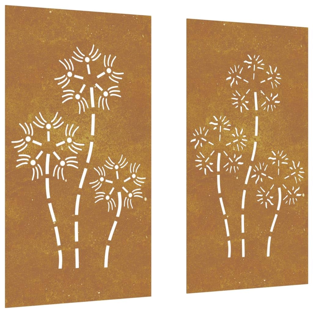 vidaXL Décorations murales de jardin 2pcs 105x55 cm design de fleur