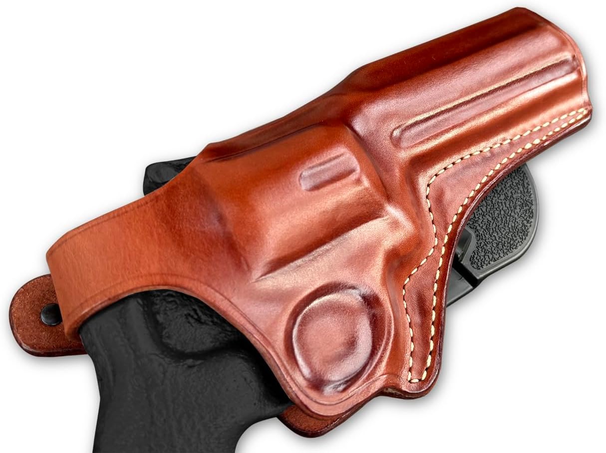 Masc Premium Leather OWB Paddle Holster with Thumb Break Fits, N-Frame 44 Model 629/29 Classic 5-inch, Right Hand Draw, Brown Color #1261#