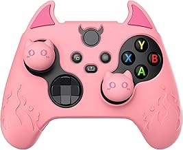PlayVital Coque Manette pour Xbox Series X S avec Capuchon Joystick Housse Protection pour Xbox Core Controller Cover Silicone Grip Antidérapante Skin-Rose,Édition Démon