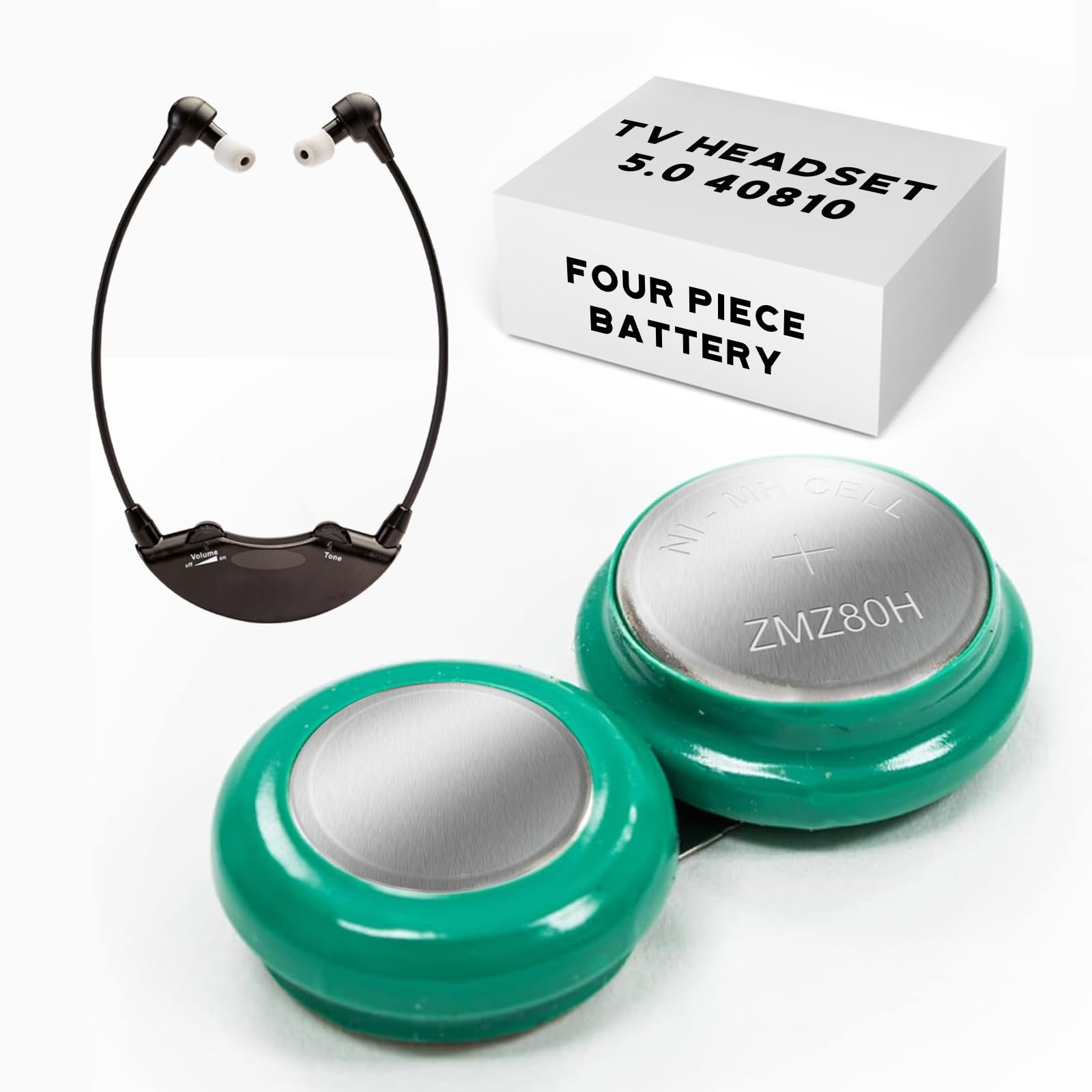 Fwioaor 4-Pack 2.4V Ni-MH Rechargeable Batteries for 40810 TV Headset 5.0 Headphones, 6Hrs Runtime per Charge