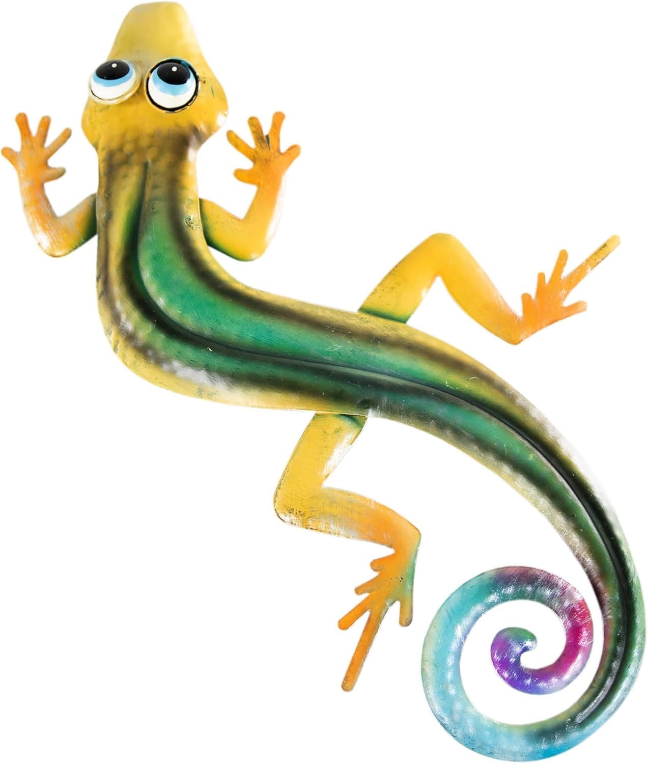 Darthome Wall Mounted Garden Lizard Sculpture Outdoor Art Gecko Hanging Decoration Patio (Yellow)