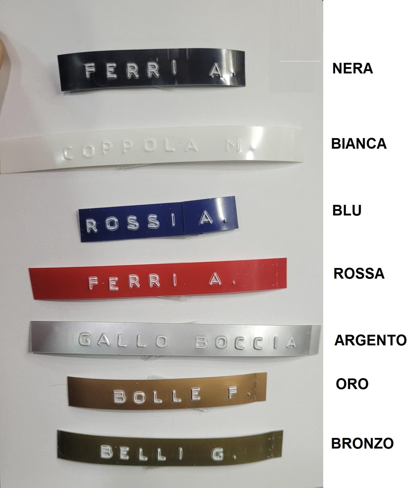 TARGHETTA 1 Etichetta NOMI A RILIEVO CITOFONO Un RIGO in Carta PLASTIFICATA ADESIVA Sottile Adesiva 1x5 6 CM, PER Cassetta Posta targa BARATTOLI E per DENOMINARE tutto