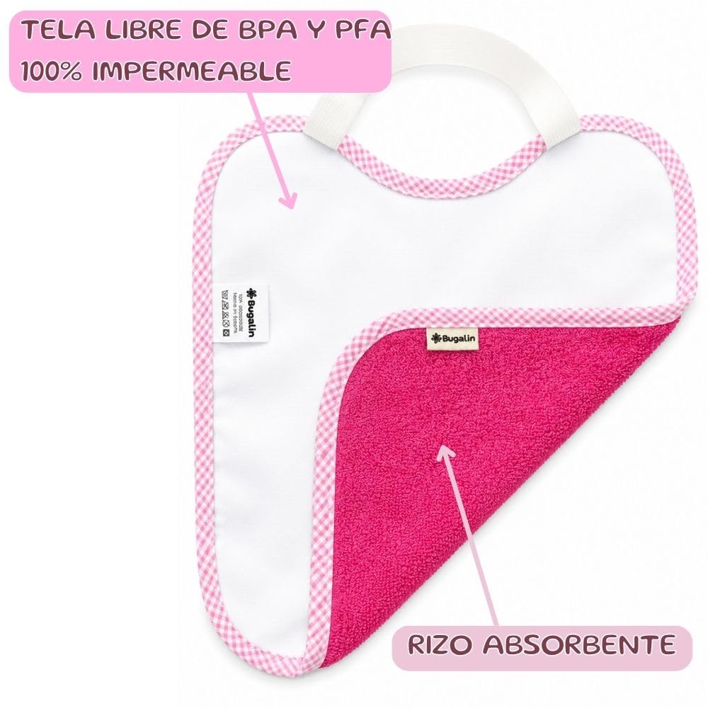 Baberos bebe impermeables |Packs - Baberos goma elastica guarderia | 6 meses hasta 4 años| Fáciles de Poner y Quitar De Rizo y Tela Impermeable, Ideal para la Guarderia