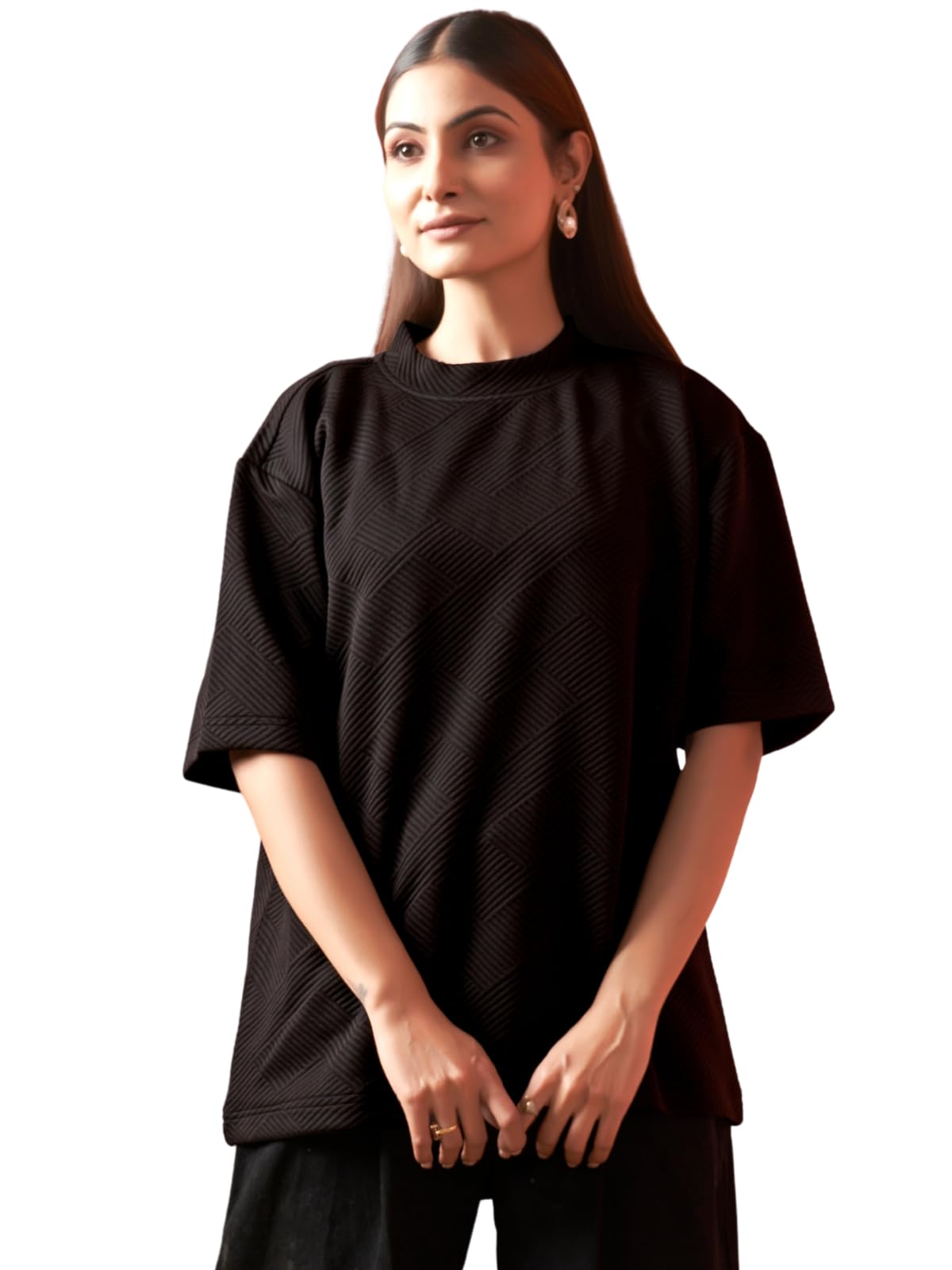 Oversize Tshirt for Women | Korean Top for Woman Stylish | Cotton Top for women | Casual Round Neck Korean Inspired Trendy T-shirt Perfect with Jeans | Cotton T-shirt for Office & Daily-image-26