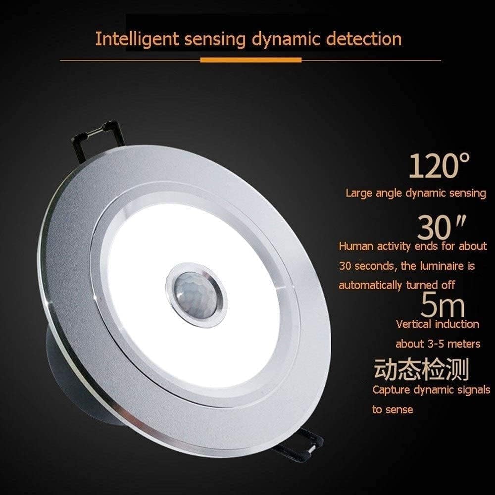 Pendant Lights 5W LED Infrared Sensor Downlight with Light Control Recessed Ceiling Light Spotlight, Spot Lighting Fixtures Compatible with Hallway Living Room Kitchen Island- (Color : 6000k)