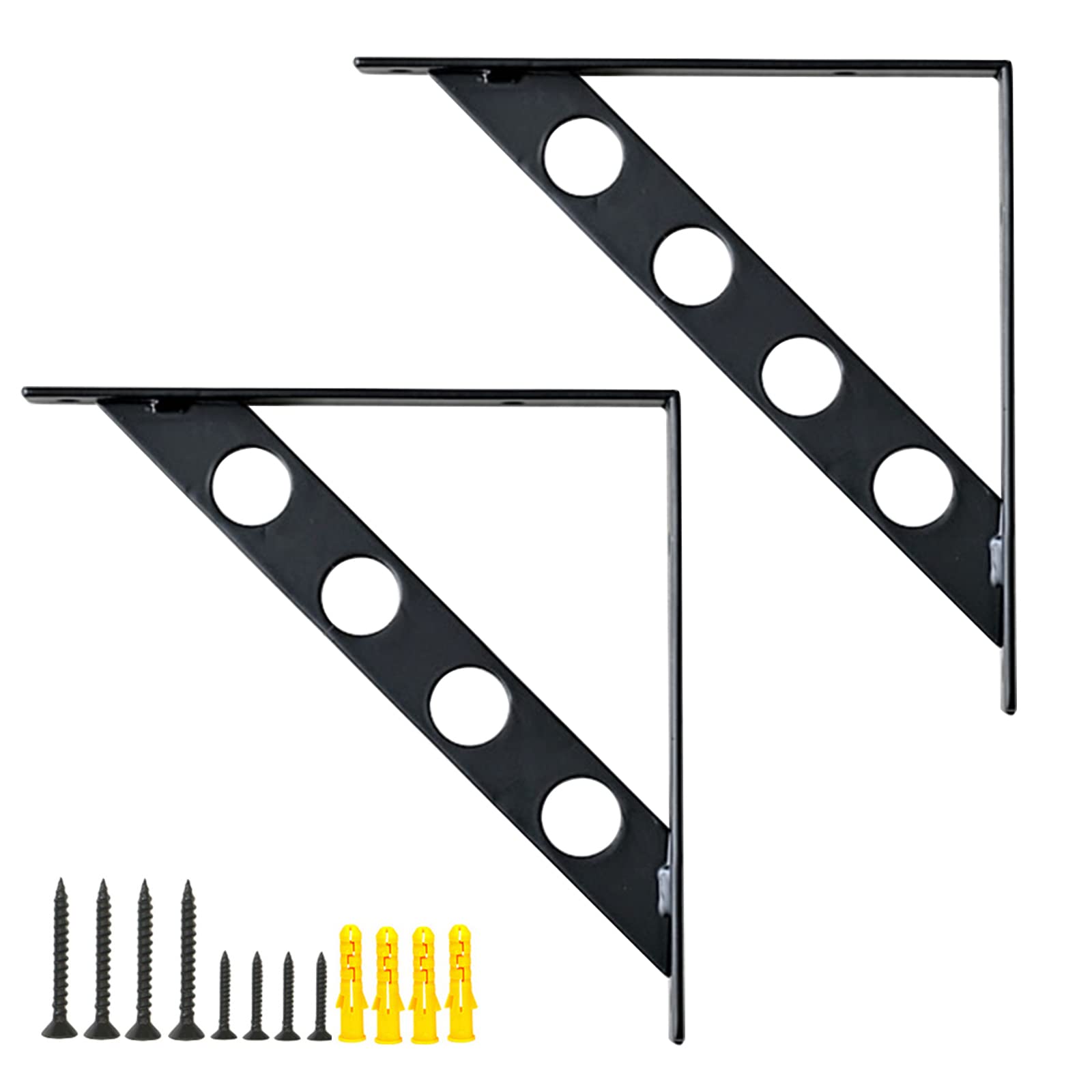 Staffe per Mensole in Metallo Nero Decora Supporti per Scaffali in Ferro Pesanti 185 × 185mm Reggimensole Parete Flottanti a Forma di L 2 Pezzi, con Vite