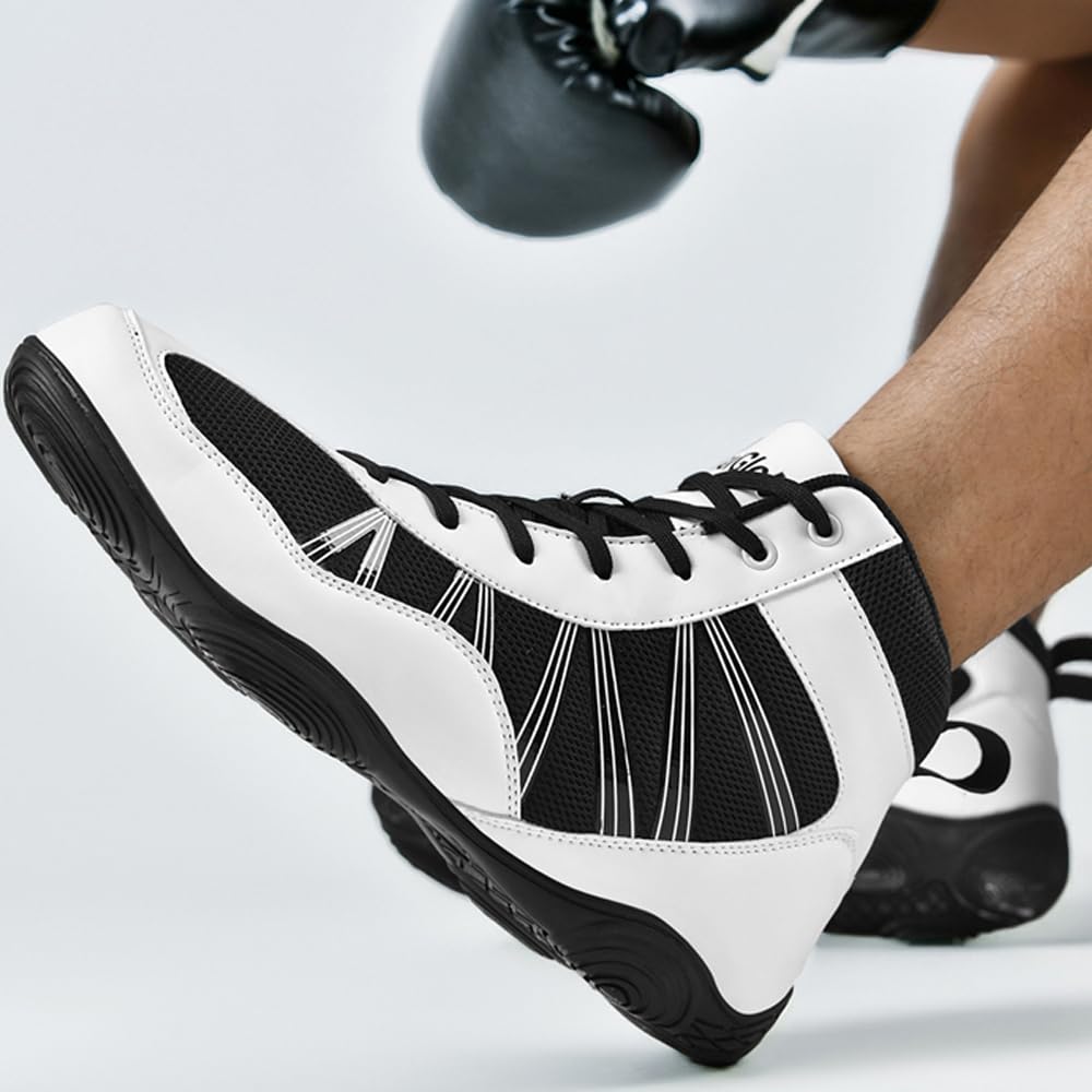 Scarpe da Boxe da Uomo Scarpe da Wrestling da Combattimento Antiscivolo Traspirante Scarpe Combat Boxers Competizione di Allenamento Scarpe da Pugilato Unisex