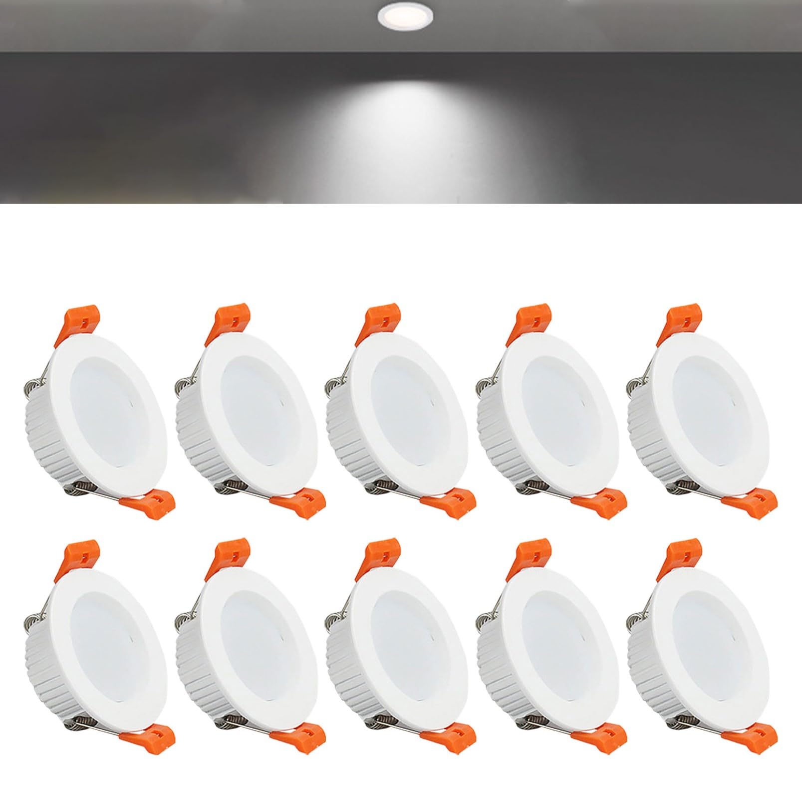 TTiiLoe 3W Round LED Recessed Ceiling Spotlights, 6000K Cold White Ultra Slim Panel Ceiling Light, Cut Φ50-55mm, AC110-240V Downlights for Hallway Stairwell Showroom, 10 Pack