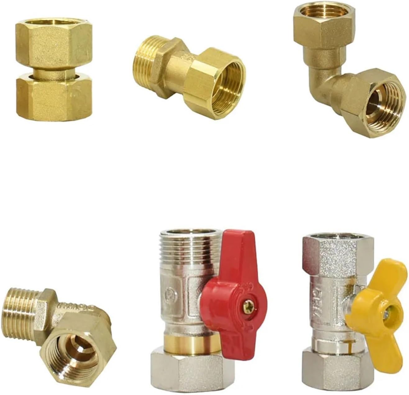 1pcs Brass 2/3-way 1/2" Male Female Thread Connector Splitter 1/2inch Copper Metal Thread Water Pipe Tap Tube Fittings(C)