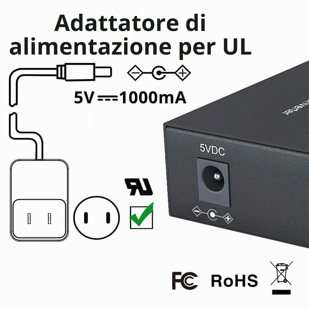 10Gtek 3 Ports 1.25G Media Converter with 1 SFP Port + 2 RJ45 Ports, packed with a 1000Base-LX Module, 1000Base-LX to 10/100/1000Base-Tx, up to 20-KM