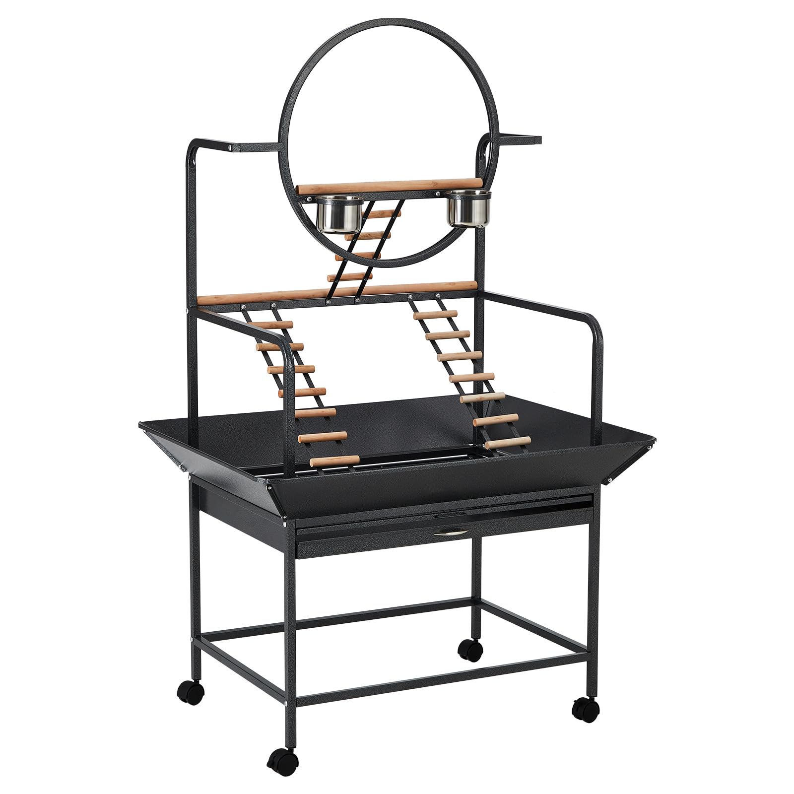 Garvee Espaciosa jaula de metal para pájaros con soporte de juego – Soporte grande de 66 pulgadas, pajarera, perchas, escaleras, bandeja extraíble, centro de actividades en interiores y exteriores