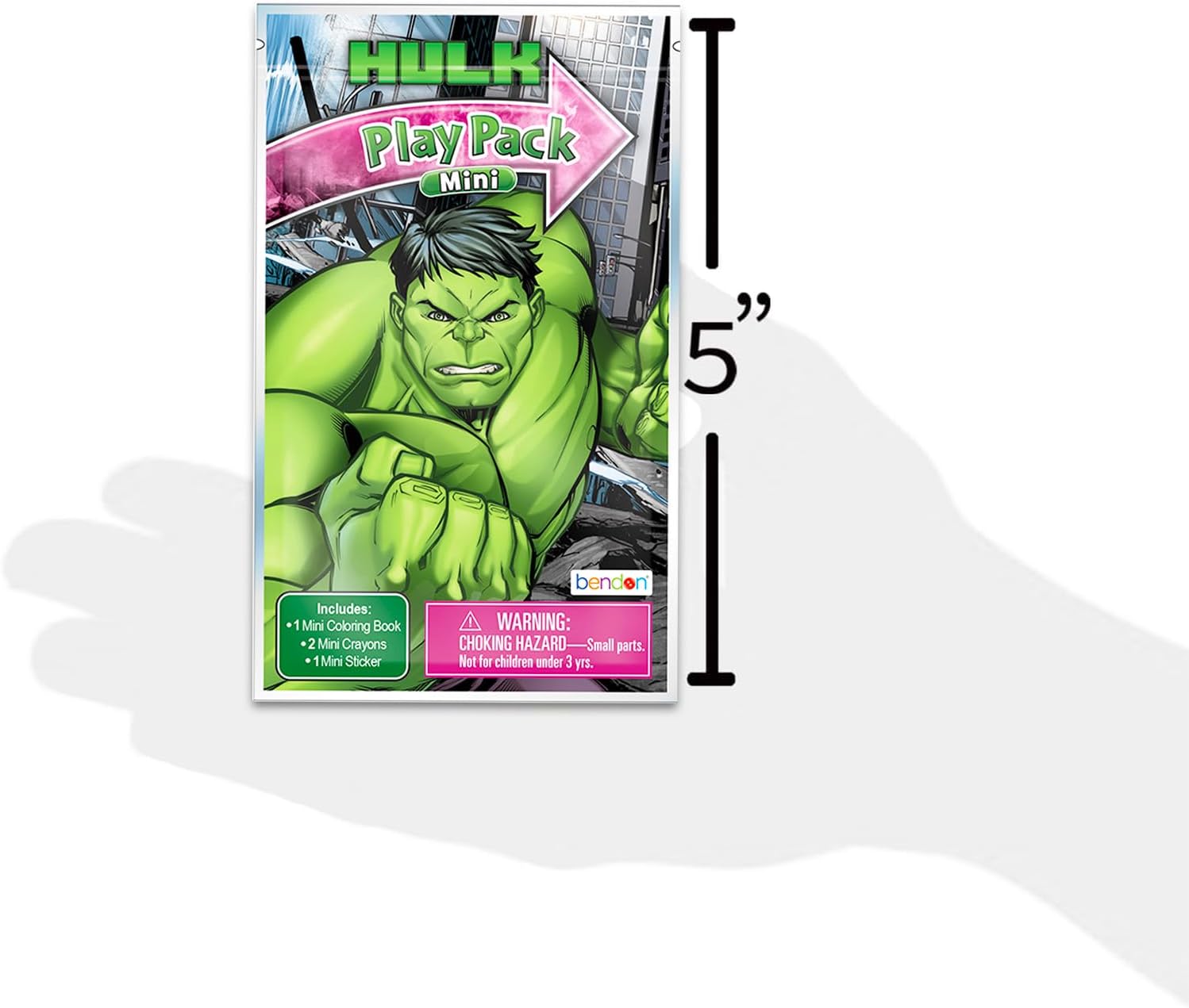 Image showing the 5-inch height of a Marvel Incredible Hulk Mini Play Pack
