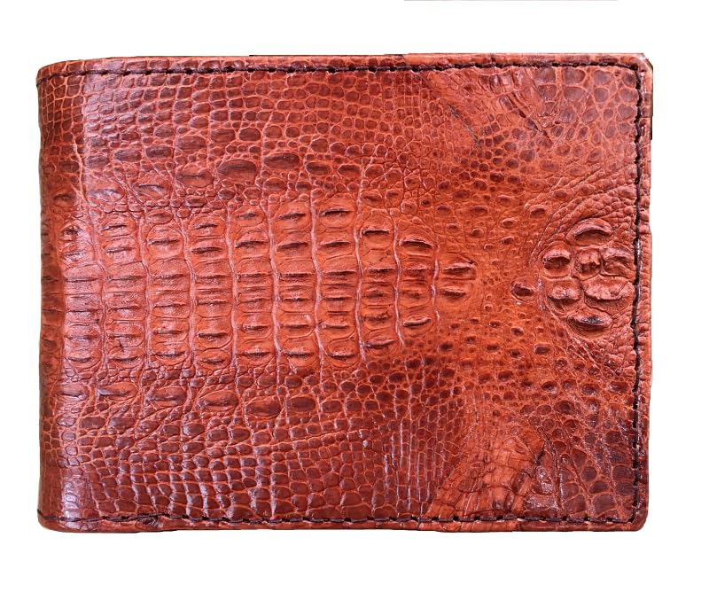 Image of HATA Cognac Exoctic Bifold Leather Wallet with Hidden Compartment, Men's Minimalist Wallets RFID Blocking & ID Window Card Holder, Handmade Gift for Birthday, Anniversary, Father's Day VINAM-22