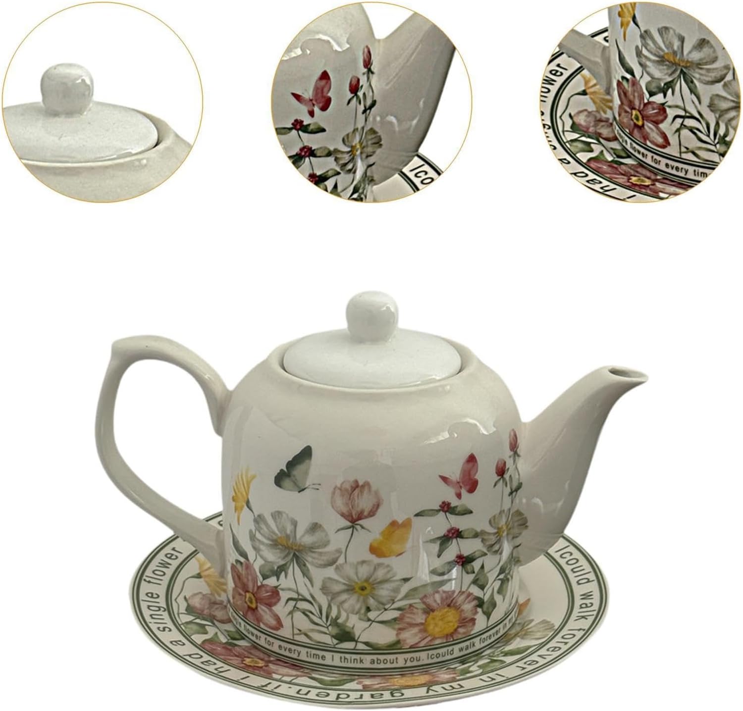RRMMAN Floral Teapot, Water Kettle With Saucer, Floral Tea Pot - View #10