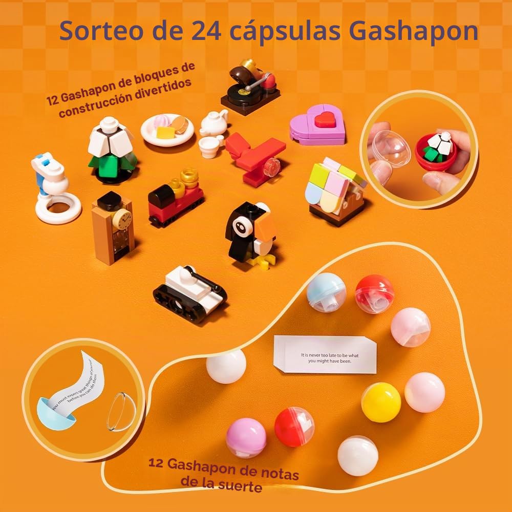 PANTASY Retro Máquina de Chicles, Juego de Bloques de Construcción, con 12 Micro Bloques de Construcción y 12 Notas de la Suerte para Múltiples Juegos de Escritorio Kit