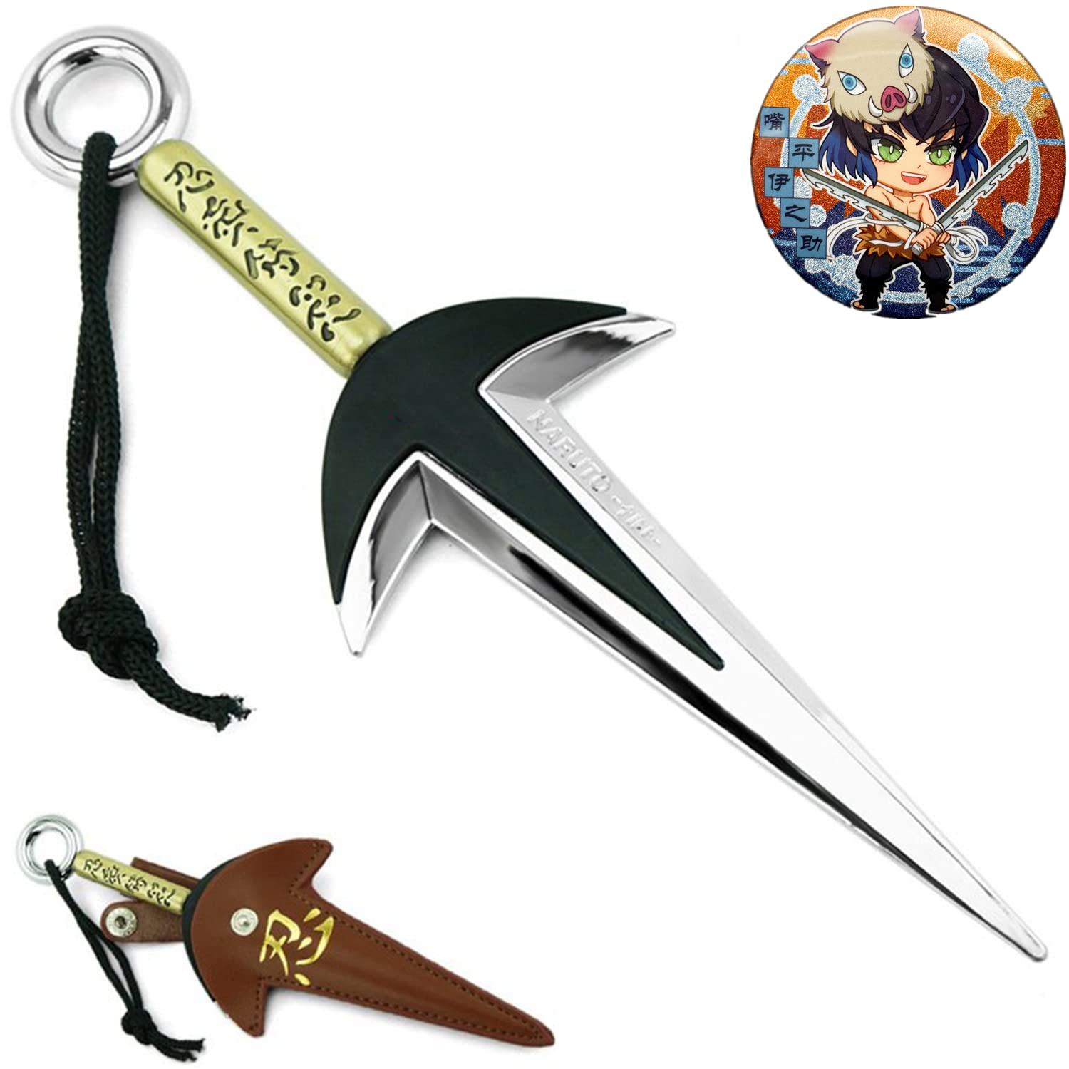 Namikaze Minato Kunai Props Cosplay Metal Sword Ninja Action Figures Toys Model Keychain Collection Gift, Silver, L