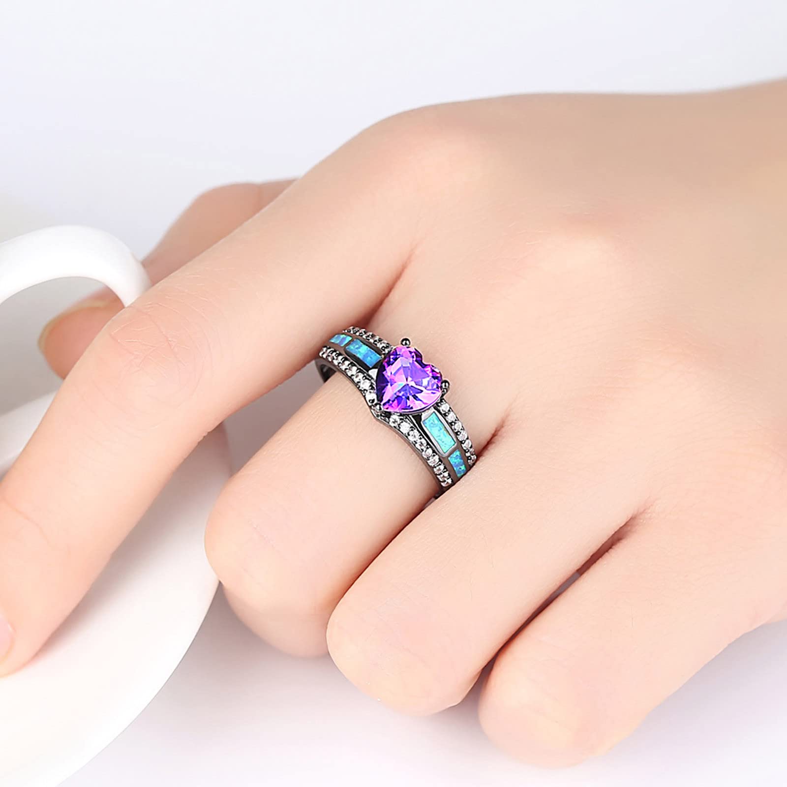 Amazon.com: Lady Heart Shaped Purple Zircon Ring for Women