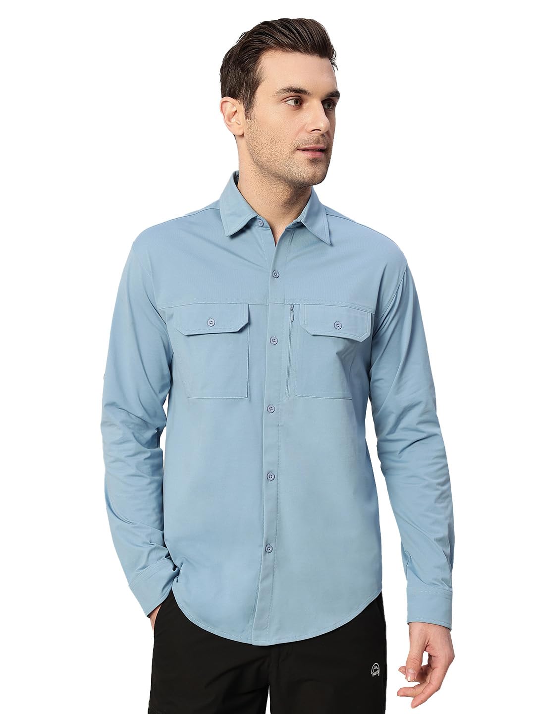 reccy Men's Trekking Hiking Travel Wildlife Safari Long Sleeve Ventilated Breathable TechFlex Cargo Shirt with 4-Way Stretch, Sun Protection, Waterproof Pocket-picture-15