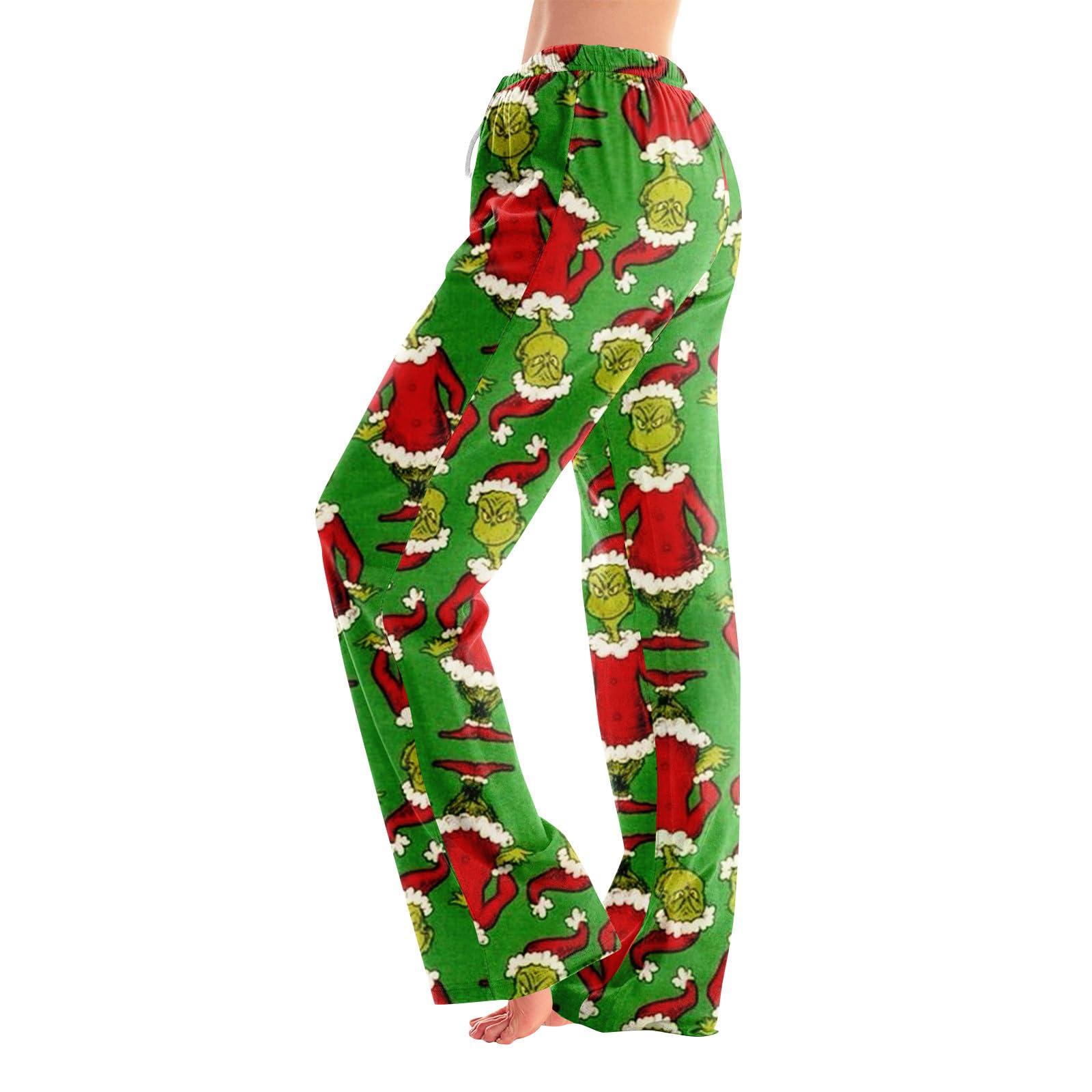 Womens Christmas Pajama Pants Funny Holiday Elastic Waist Pj Pants Winter Wide Leg Comfy Lounge Sleepwear Pants