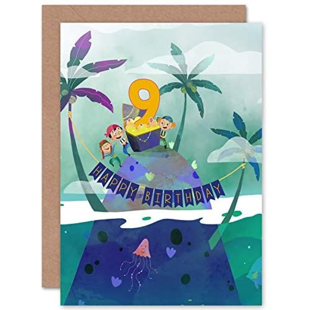 Wee Blue Coo Pirate Treasure Boys 9th Birthday Card