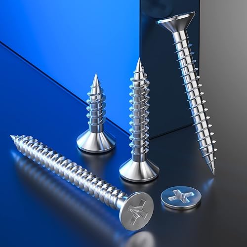 Miniatura 5 de (400 piezas) #6x1 Tornillo de madera rápido de metal autorroscante cabeza plana 304 acero inoxidable